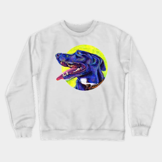 Jubilation Colorful Black Lab Dog Crewneck Sweatshirt by rebeccawangart